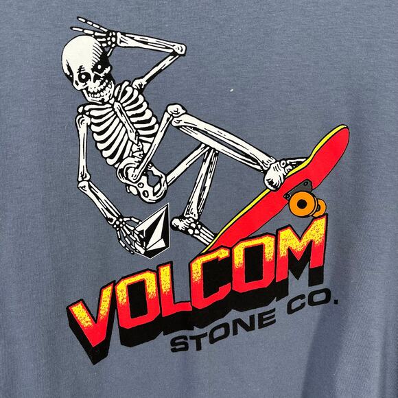 Volcom Bone Slide Skeleton Skater Long Sleeve Tee Shirt Big Boys Sz XL 16 - Picture 2 of 5
